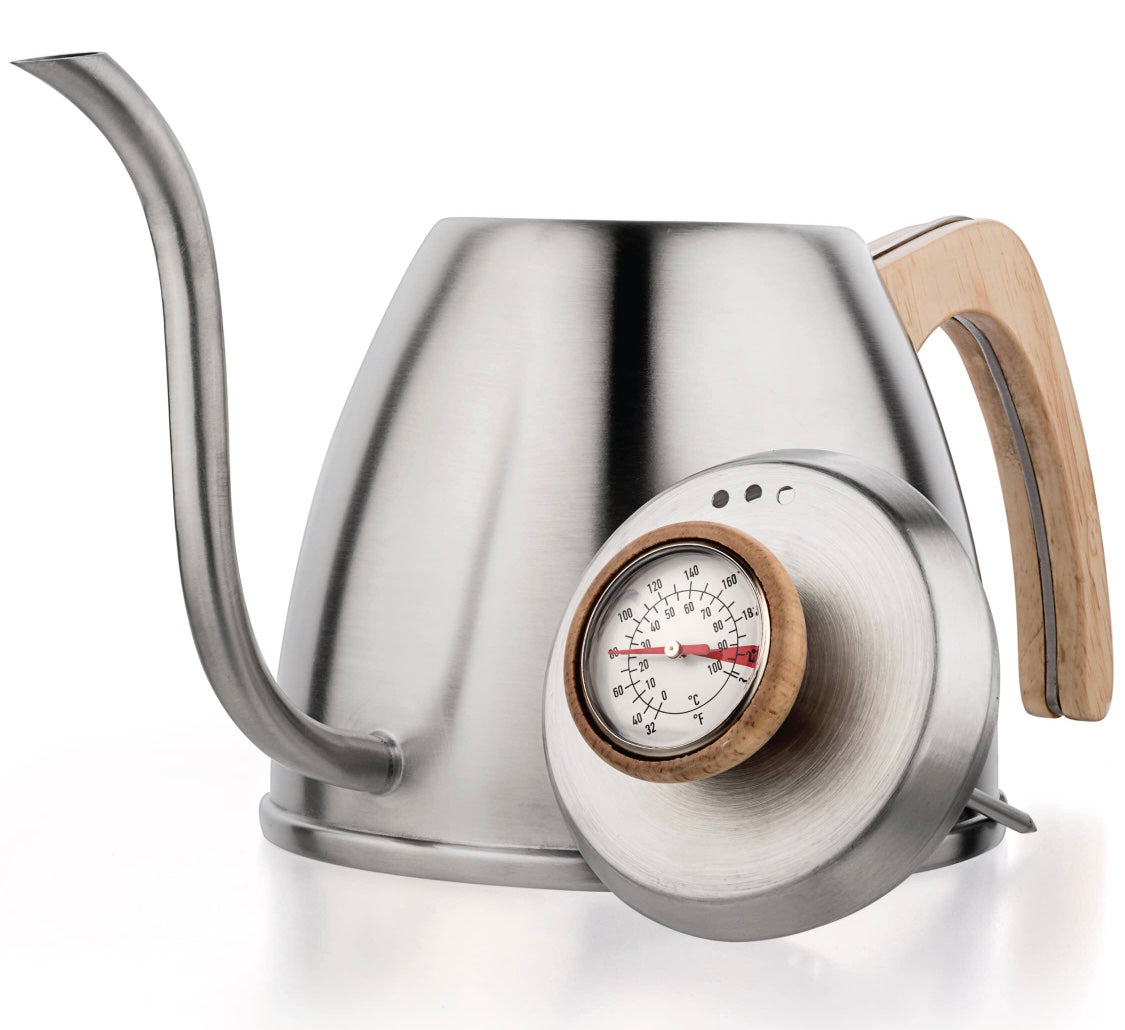 Gooseneck Kettle with Thermometer 40 oz/1.2L， Stainless Steel